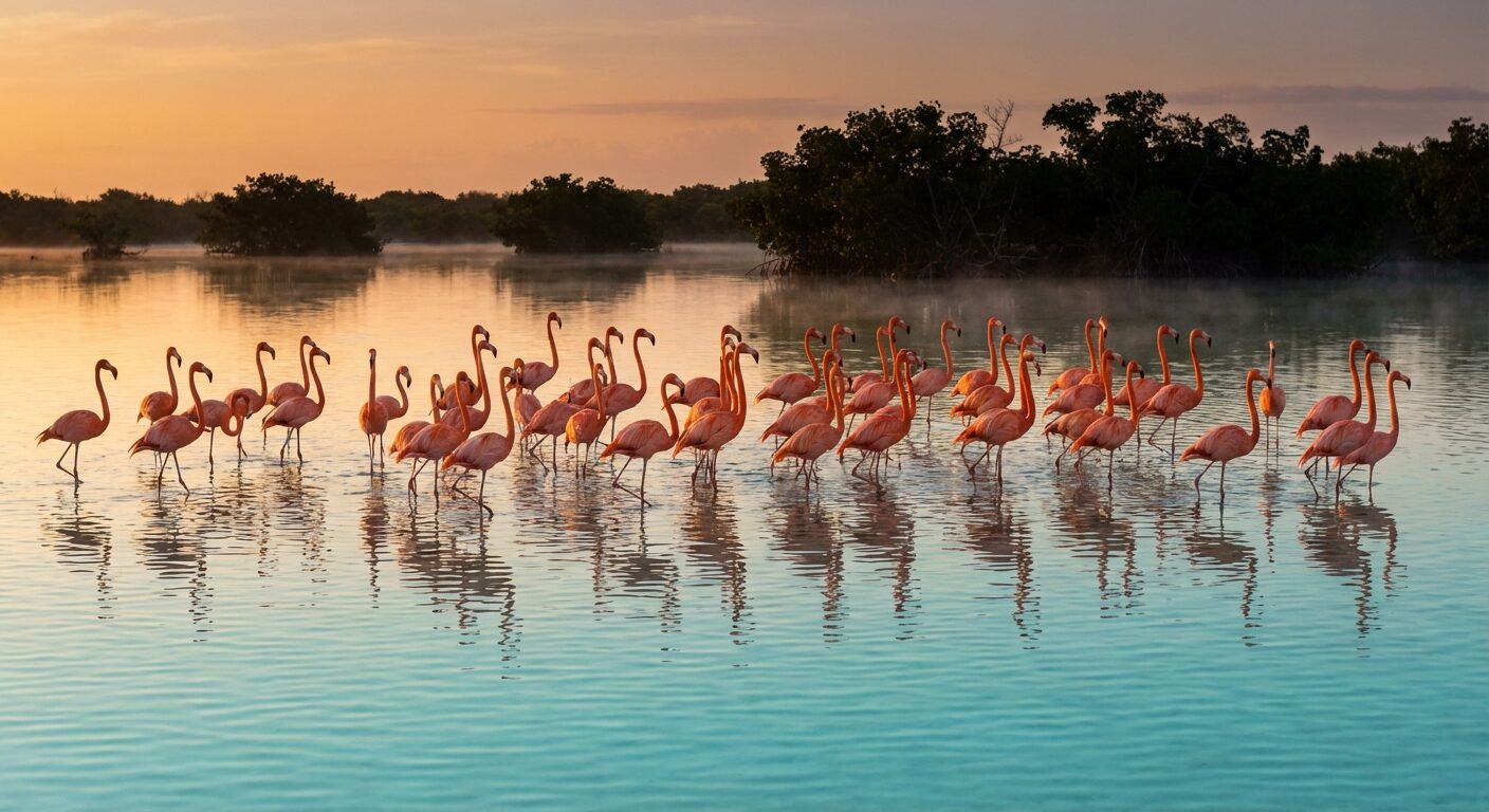 Rosa Flamingos in der Lagune von Cayo Coco