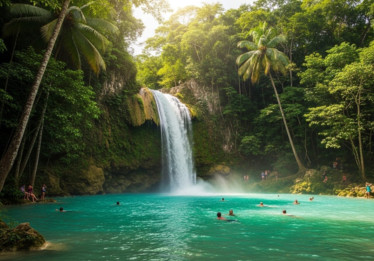 El Nicho Wasserfall mit türkisem Naturpool