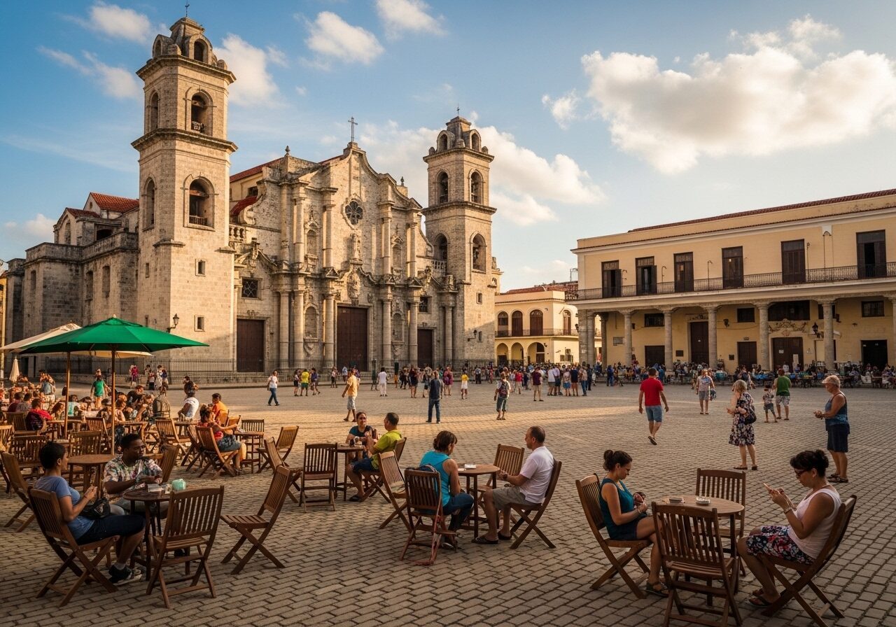 Plaza de la Catedral mit barocker Kathedrale und Straßencafés