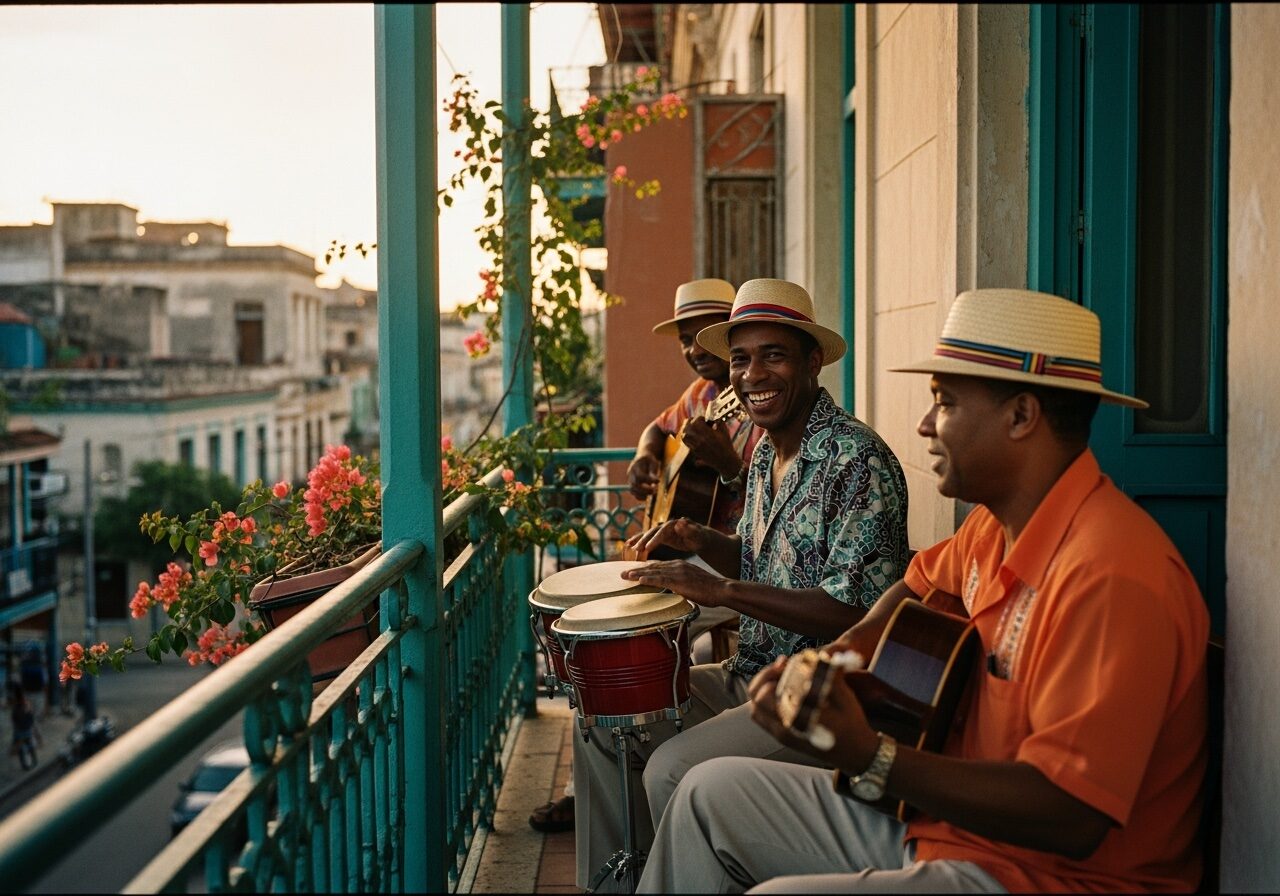 Kubanische Musiker spielen in Havanna
