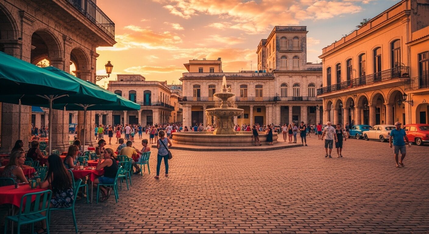 Plaza Vieja in Havanna mit restaurierten Kolonialgebäuden