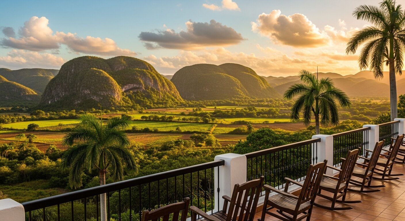 Panoramablick vom Aussichtspunkt über das Viñales-Tal